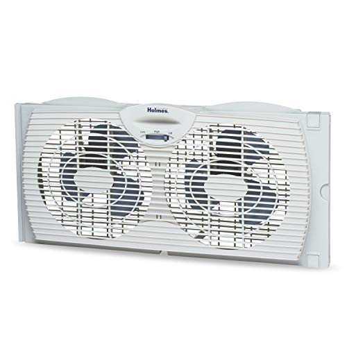 Holmes Window Fan with Twin 6-Inch Reversible Airflow Blades, White