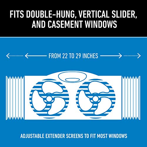 Holmes Window Fan with Twin 6-Inch Reversible Airflow Blades, White