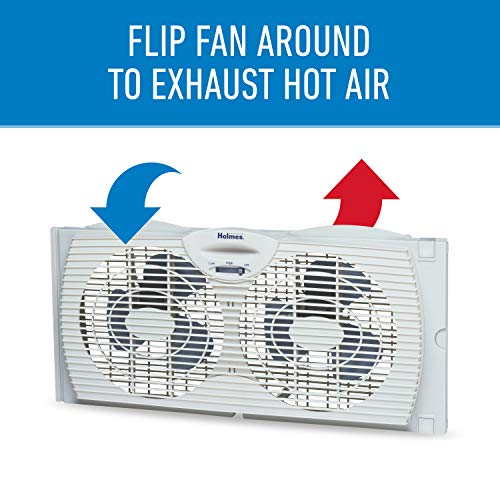 Holmes Window Fan with Twin 6-Inch Reversible Airflow Blades, White