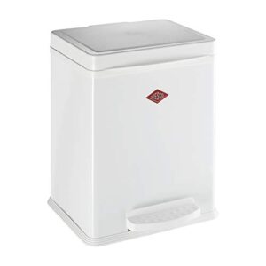wesco 380411-01 pedal trash can, white, size: 13.4 x 16.9 x 11.2 inches (34 x 43 x 28.5 cm), kitchen pedal bin, separate double