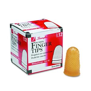 swingline rubber finger tips, finger cots, medium-large – size 12, amber, finger protector for use with swingline staples & swingline staplers, home office desktop accessories, 12 pack (54032)