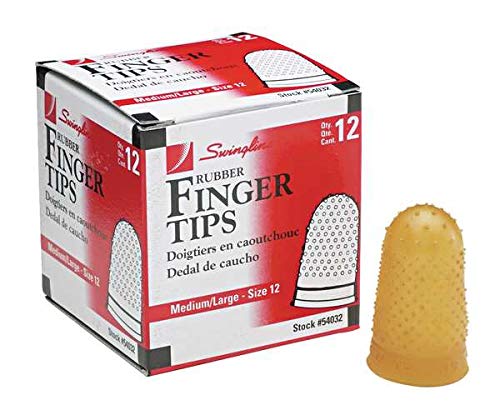 Swingline Rubber Finger Tips, Finger Cots, Medium-Large - Size 12, Amber, Finger Protector For Use with Swingline Staples & Swingline Staplers, Home Office Desktop Accessories, 12 Pack (54032)