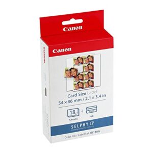 canon selphy kc18il color ink cassette, 54 x 86 mm label set (18sheets)
