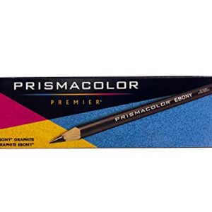Prismacolor Ebony Graphite Pencils, Black Drawing Pencil Set | 12 Count Sketching Pencils
