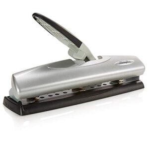 swingline desktop hole punch, light touch metal hole puncher with adjustable system for 2-7 holes, low effort paper punch, home school & home office supplies, 20 sheet capacity, black/silver (74030)