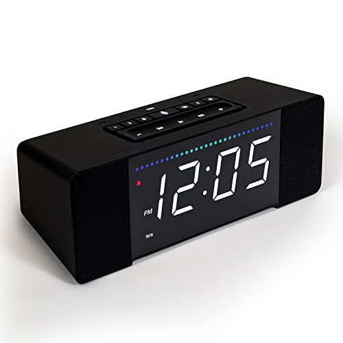 Sandman Clocks Doppler Smart Clock & Speaker with 6 Charging Ports and Alexa Multifunctional Bedside Clock with Alexa Built-in, Alarm, Smart Buttons, Premium Sound, Auto Dimmer - Blackout