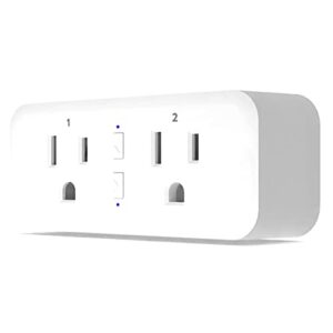 kmc smart plug duo, 2-outlet wi-fi smart plug, multi plug adapter, independently controlled smart outlets, works with alexa & google assistant, no hub required