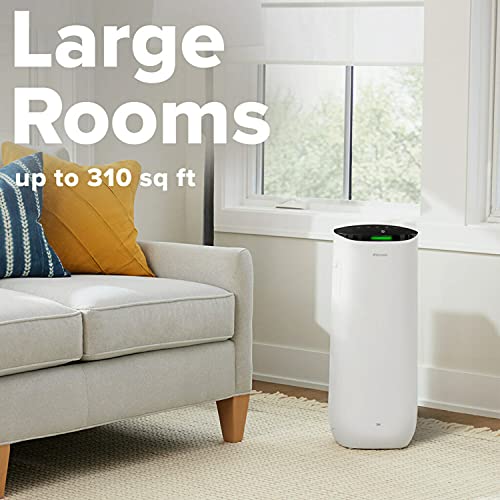 Filtrete Smart Air Purifier & Air Quality Monitor for Large Rooms, up to 310 sqft, Alexa enabled, Wi-Fi Simple Setup, True HEPA Filter for Allergens, Dust, Bacteria, & Viruses, Alexa smart reorders
