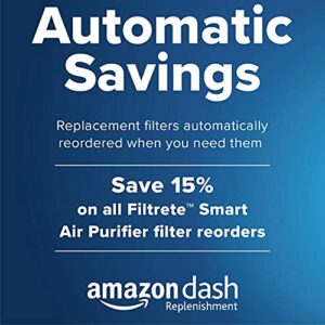 Filtrete Smart Air Purifier & Air Quality Monitor for Large Rooms, up to 310 sqft, Alexa enabled, Wi-Fi Simple Setup, True HEPA Filter for Allergens, Dust, Bacteria, & Viruses, Alexa smart reorders