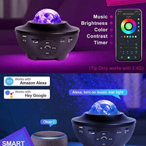 Oxycute Galaxy Projector, RGB Star Projector Working with Alexa & Google Assistant, LED Galaxy Light with Bluetooth Music Speaker, Timer, Voice Control Collage Dorm Decoration Lamp for Bedroom