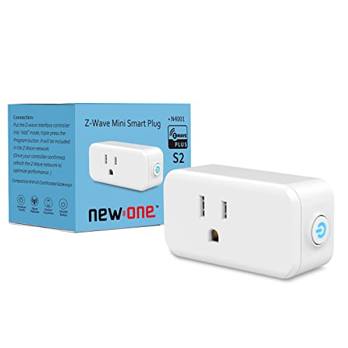 New One Z-Wave Plug, 500 Series Smart Plug, Z-Wave Hub Required, Compatible with SmartThings, Wink, Alexa, Google Assistant