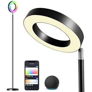 banord floor lamp, smart rgbw led torchiere floor lamp with double side lighting, wifi modern standing lamp works with alexa, 2700-6500k color changing dimmable tall lamps for living room bedroom, 42w