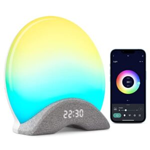 laview smart white noise machine,app control sleep sound machine night light 25 relaxing sounds and 8 rhythm modes,sunrise wake up light,smart alarm clock for kid/adult,work with alexa
