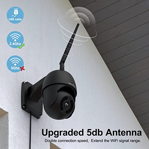 wansview Outdoor Security Camera, 1080P Pan-Tilt 360° Surveillance Waterproof WiFi Cameras, Night Vision, Two-Way Audio, Motion Detection, Remote Access, Compatible with Alexa W9 (Black)