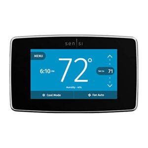 sensi touch smart thermostat by emerson with touchscreen color display, programmable, wi-fi, mobile app, easy diy, data privacy, works with alexa, energy star certified, st75 – black, c-wire required