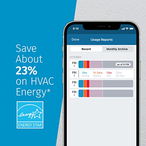 Sensi Touch Smart Thermostat by Emerson with Touchscreen Color Display, Programmable, Wi-Fi, Mobile App, Easy DIY, Data Privacy, Works with Alexa, Energy Star Certified, ST75 - Black, C-Wire Required