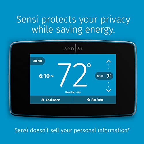 Sensi Touch Smart Thermostat by Emerson with Touchscreen Color Display, Programmable, Wi-Fi, Mobile App, Easy DIY, Data Privacy, Works with Alexa, Energy Star Certified, ST75 - Black, C-Wire Required