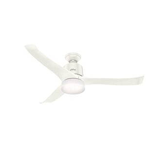hunter fan company, 59222, 54 inch wi-fi symphony fresh white ceiling fan with led light kit and handheld remote, smart fan