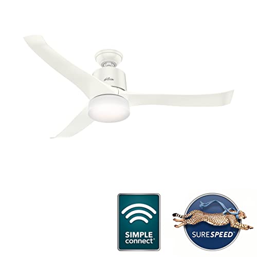 Hunter Fan Company, 59222, 54 inch Wi-Fi Symphony Fresh White Ceiling Fan with LED Light Kit and Handheld Remote, Smart Fan