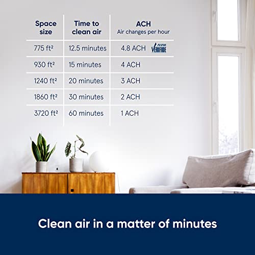 BLUEAIR Air Purifier for Allergy Hay Fever Reduction in Large Rooms, HEPASilent Technology with WIFI features ALEXA Compatible, Removes 99.97% Pet Dander Pollen Mold Dust Viruses, Classic 605, White