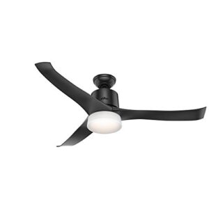 hunter fan company, 59375, 54 inch wi-fi symphony matte black ceiling fan with led light kit and handheld remote, smart fan