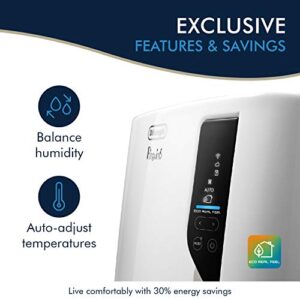 DeLonghi Portable Air Conditioner 12,500 BTU,cool extra large rooms up to 550 sq ft,wifi with alexa,energy saving,heat,quiet,remote,AC Unit,dehumidifier,fan,programmable,window venting kit,EL376HRGFK