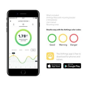 Airthings 2950 Wave Radon - Smart Radon Detector with Humidity & Temperature Sensor – Easy-to-Use – Accurate – No Lab Fees – Battery Operated - Free App