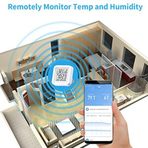 Smart WiFi Temperature Humidity Monitor: TUYA Wireless Temperature Humidity Sensor with APP Notification Alerts, WiFi Thermometer Hygrometer for Home Pet Garage,Compatible with Alexa