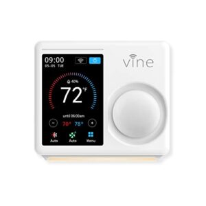 vine tj-610e wi fi 7 day and 8 period programmable 5th generation smart home thermostat, compatible with amazon alexa, google assistant, and vine app