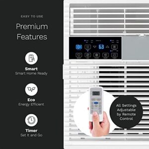 hOmeLabs 6,000 BTU Window Air Conditioner with Smart Control – Low Noise AC Unit with Eco Mode, LED Control Panel, Remote Control, and 24 hr Timer