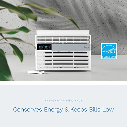 hOmeLabs 6,000 BTU Window Air Conditioner with Smart Control – Low Noise AC Unit with Eco Mode, LED Control Panel, Remote Control, and 24 hr Timer