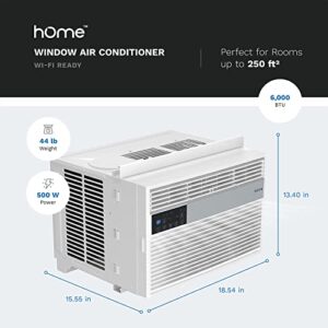 hOmeLabs 6,000 BTU Window Air Conditioner with Smart Control – Low Noise AC Unit with Eco Mode, LED Control Panel, Remote Control, and 24 hr Timer