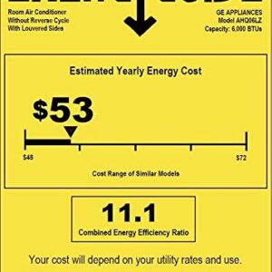 GE Electronic Air Conditioner for Window | 6,000 BTU | Easy Install Kit & Remote Included | Complete With 3-Speed Fan & Custom Temperature Control | Cools up to 250 Square Feet | 115 Volts | White