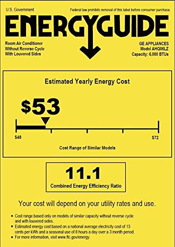 GE Electronic Air Conditioner for Window | 6,000 BTU | Easy Install Kit & Remote Included | Complete With 3-Speed Fan & Custom Temperature Control | Cools up to 250 Square Feet | 115 Volts | White