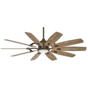 minka-aire f864l-hbz barn 65 ceiling fan with led light and dc motor, brown heirloom bronze finish
