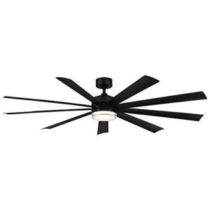 wynd xl smart indoor and outdoor 9-blade ceiling fan 72in matte black with 3000k led light kit and remote control works with alexa, google assistant, samsung things, and ios or android app