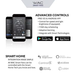 WAC Smart Fans Clean Indoor and Outdoor 3-Blade Ceiling Fan 54in Brushed Aluminum with Remote Control works with Alexa and iOS or Android App