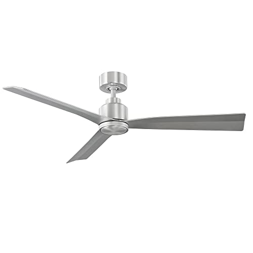WAC Smart Fans Clean Indoor and Outdoor 3-Blade Ceiling Fan 54in Brushed Aluminum with Remote Control works with Alexa and iOS or Android App