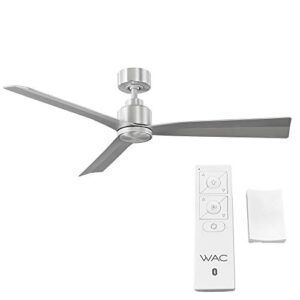 WAC Smart Fans Clean Indoor and Outdoor 3-Blade Ceiling Fan 54in Brushed Aluminum with Remote Control works with Alexa and iOS or Android App