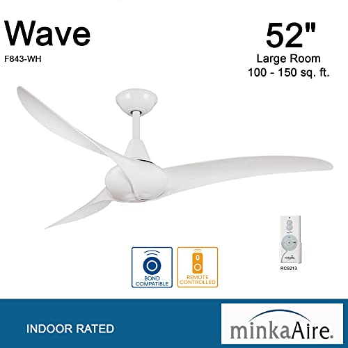 MINKA-AIRE F843-WH Wave 52 Inch 3 Blade Ceiling Fan in White Finish