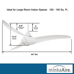 MINKA-AIRE F843-WH Wave 52 Inch 3 Blade Ceiling Fan in White Finish