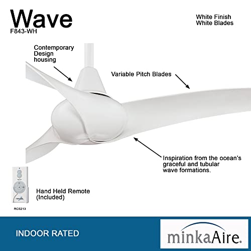 MINKA-AIRE F843-WH Wave 52 Inch 3 Blade Ceiling Fan in White Finish