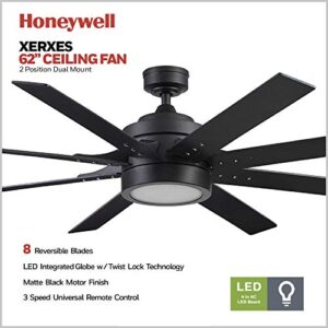 Honeywell Ceiling Fans 51473-01 Xerxes Ceiling Fan, 62, Matte Black