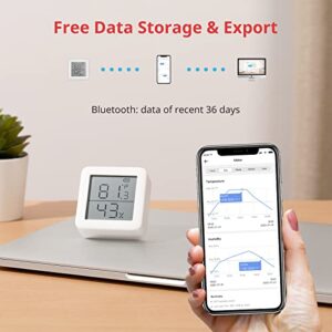 SwitchBot Room Thermometer Hygrometer Indoor, Bluetooth Digital Temperature Humidity Sensor with Smart Alert & Data Storage, LCD Screen Digital Thermometer for Room Temperature