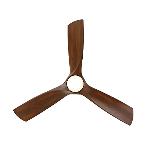 Zephyr Smart Indoor and Outdoor 3-Blade Ceiling Fan 52in Matte Black Distressed Koa with 3000K LED Light Kit and Remote Control works with Alexa, Google Assistant, Samsung Things, and iOS or Android App