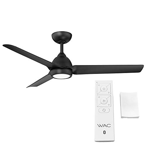 WAC Smart Fans Mocha Indoor and Outdoor 3-Blade Ceiling Fan 54in Matte Black with 3000K LED Light Kit and Remote Control works with Alexa and iOS or Android App
