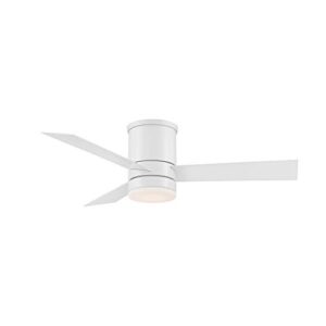 axis smart indoor and outdoor 3-blade flush mount ceiling fan 44in matte white with 3000k led light kit and remote control works with alexa, google assistant, samsung things, and ios or android app