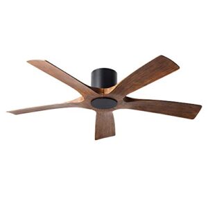 aviator smart indoor and outdoor 5-blade flush mount ceiling fan 54in matte black distressed koa with remote control (light kit sold separately) works with alexa, google assistant, samsung things, and ios or android app