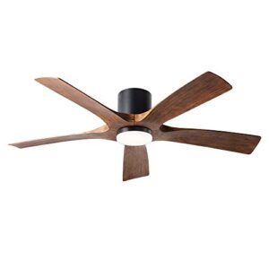 Aviator Smart Indoor and Outdoor 5-Blade Flush Mount Ceiling Fan 54in Matte Black Distressed Koa with Remote Control (Light Kit Sold Separately) works with Alexa, Google Assistant, Samsung Things, and iOS or Android App