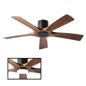 Aviator Smart Indoor and Outdoor 5-Blade Flush Mount Ceiling Fan 54in Matte Black Distressed Koa with Remote Control (Light Kit Sold Separately) works with Alexa, Google Assistant, Samsung Things, and iOS or Android App